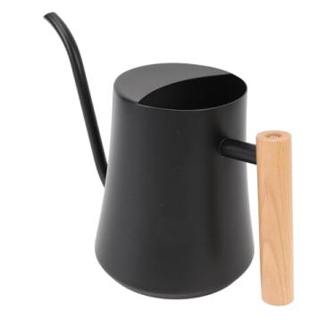 Imagem de Zerodis Regador Interno de Aço Inoxidável Com Bico Longo, Cabo de Madeira, Capacidade de 1L para Plantas Domésticas, Flores, Suculentas, Regador de Bonsai (Preto fosco)