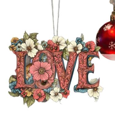 Imagem de Ornamentos Para O Dos Namorados - Decorações Penduráveis Em Acrílico 2D | Decoração De Amor Para Feriados | Feriados Casa Família Amigos Artigos Festa Cozinha Ao Ar Livre Jardim Pátio Parede E Janela