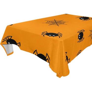 Imagem de Burbuja Toalha de mesa de Halloween Webs, toalha de mesa quadrada anti-rugas grossa para decoração de jantar, cozinha, festa, 152 x 152 cm
