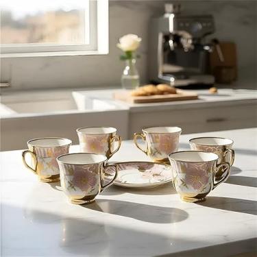 Imagem de Xícara de café kit com 12 peças de Cerâmica e porcelana kit xicaras com pires(Xicara Rose)