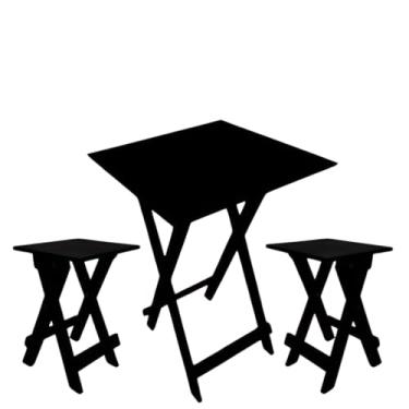 Imagem de Mesa Dobrável Mesinha Bar Madeira Bancos Varanda Churrasco Area Gourmet - Mesa de Bar em Madeira Dobrável(Mesa+2 Bancos Quadrado)