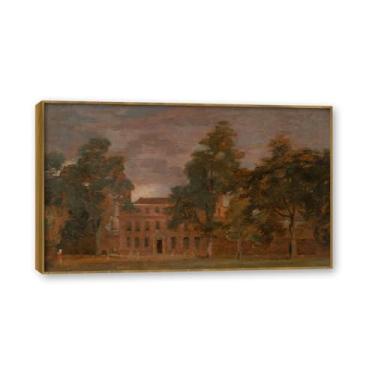 Imagem de Moldura de madeira de teca. Mural com moldura de madeira maciça John Constable Pintura de paisagem Arte de romance Arte de parede elegante emoldurada. (Sem título 68). 70 x 119 cm
