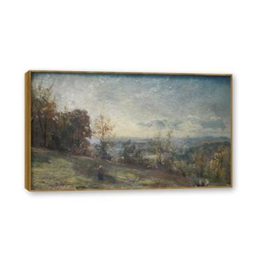 Imagem de NHLDZYH Moldura de teca. Arte em tela emoldurada estilo estável, (noite fina), impressões de parede de paisagem inglesa, decoração de parede com tema de natureza para quarto ou escritório. 80 x 136 cm