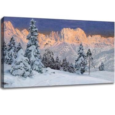 Imagem de weiyiart Arte de parede de montanha de neve para sala de estar, árvore de inverno, imagem de floresta, impressão de arte em tela, pinturas de paisagem, natureza, arte moderna, para sala de jantar