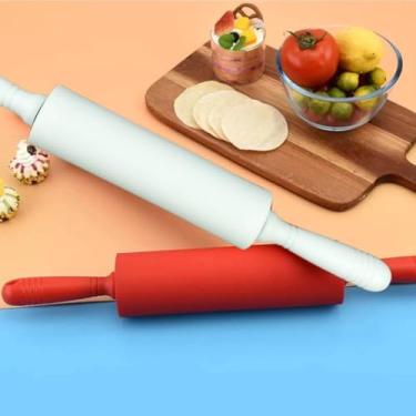 Imagem de Rolo de Massa Silicone Antiaderente 30,7cm – Abre Pizza Pão Padaria, Não Gruda Fácil Limpeza Cabo Ergonômico