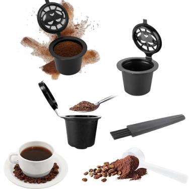 Imagem de Cápsulas Reutilizáveis Recarregável Kit com 3 • MTS • Compatível Cafeteiras Nespresso • Polipropileno PP e Filtro Aço Inox + Colher de Medida + Pincel de Limpeza • Tampa Click e Vedação • Ecológico