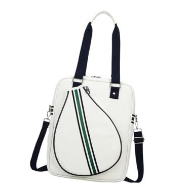 Imagem de kowaku Bolsa de tênis tipo sacola, bolsa para raquete de tênis, de mão portátil e impermeável para homens e mulheres, ideal para jogadores, treinos, Bolsa Transversal Branca