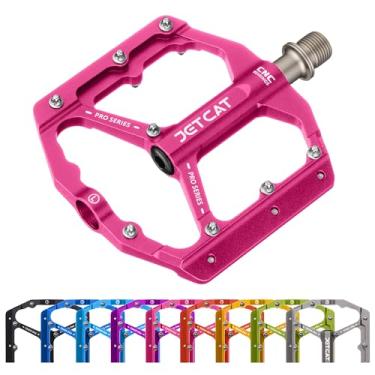 Imagem de JETCAT Pedais planos de mountain bike - pedais de BTT, pedais de bicicleta, pedais de bicicleta de estrada, pedais de BMX, para BMX MTN Road Gravel EBike, especializado, adultos, carimbo de metal de