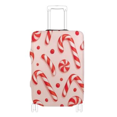 Imagem de Joisal Capas de bagagem para proteção de mala, presentes de viagem, capa de bagagem, vermelha, branca, rosa, P, serve para capa de 45 a 50 cm, Bengalas vermelhas e brancas rosa, L 26-28 in, Capa de