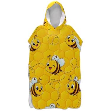 Imagem de Joisal Roupão de mudança de poncho de surfe de abelhas fofas para adultos toalhas de banho com capuz plus size ponchos femininos com capuz