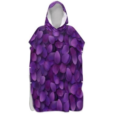 Imagem de Joisal Roupão reutilizável para adultos, poncho de surfe, toalha de banho com capuz, flor roxa, floral, poncho masculino com capuz