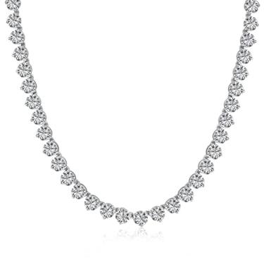 Imagem de GemKing DY190425-S-W-BU Colar elegante feminino prata esterlina diamante pedra preciosa 5A zircônia sol opala sintética pingente colar, Prata esterlina, Sem Pedra Preciosa