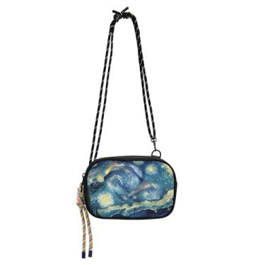 Imagem de Starry Night Meteor Rain Bolsa feminina pequena bolsa tiracolo bolsa carteira para celular bolsa de ombro bolsa de viagem floral fofa