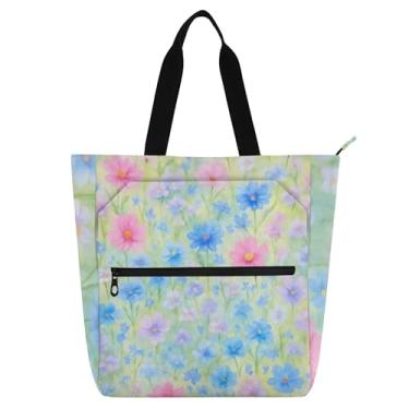 Imagem de GAIGEO Sacola feminina Bloom Meadow verde para trabalho, lona, praia, escola, utilitária, bolsas infantis com compartimentos