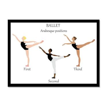 Imagem de Ballet Positions Dance Poster Ballerina Education Wall Art Prints Canvas Painting Pictures Ballet Studio Dance Room Home Decor (SKU5,16x60 cm), moldura preta