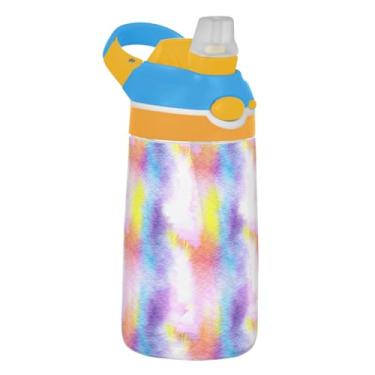 Imagem de Garrafa de água Tritan de 473 ml com canudo para crianças, meninas, meninos, garrafa de água esportiva portátil de 473 ml, copo infantil reutilizável à prova de vazamento, alça de transporte, cores