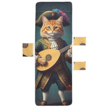 Imagem de Regal Cat Engraçado Animal Chaise Lounge Cadeira Toalha de Piscina Toalha de Praia com Bolsos Espreguiçadeira de Piscina Engraçada 215,9 cm x 76,2 cm