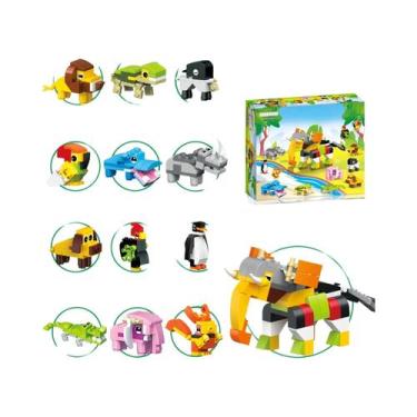 Imagem de Conjunto De Blocos De Montar Dinossauro 12 Em 1 Brinquedo Educativo Pa