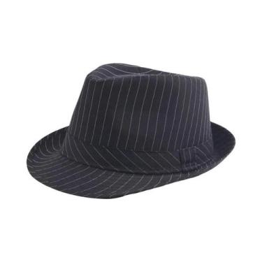 Imagem de Chapéu Fedora Masculino Listrado Preto E Branco Para Primavera E Outon