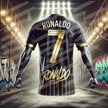 Imagem de Camiseta Esportiva Respirável Masculina Cristiano Ronaldo Estampa 3D T