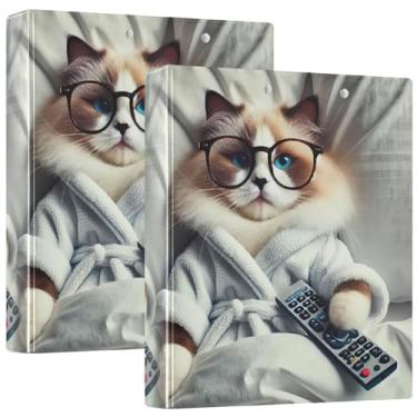 Imagem de Fichário fofo Ragdoll com três anéis para gatos de estimação de 3 cm, 200 folhas, floral, 3 pastas de anéis, fichário de escritório, 31,5 x 27 x 6 cm, 1 pacote