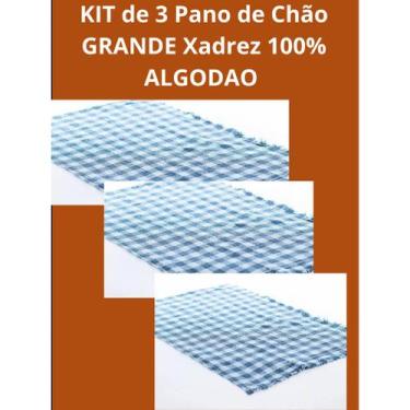 Imagem de Kit com 5 Pano de Chão Xadrez GRANDE em algodão para limpeza em casa m