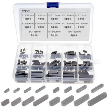 Imagem de Chave de polia, chave quadrada paralela, conjuntos de chaves de eixo de acionamento paralelo, chaves de volante, estoque de chaveta, tensão de chaveta para indústria mecânica de fixadores. (60 peças 3