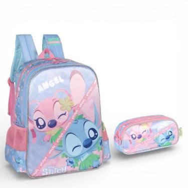 Imagem de Kit Mochila Stitch Costas E Estojo Escolar Passeio - Luxcel, Roxo