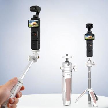 Imagem de Mini tripé portátil de mesa de liga de alumínio com cabeça esférica de 360 graus, placa de sapata rápida para câmera DSLR filmadora de vídeo para gravação de vídeo, branco