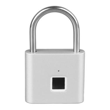 Imagem de Asixxsix Cadeado de Impressão Digital, Cadeado Biométrico Sem Chave à Prova D'água, Cadeado de Impressão Digital Recarregável USB para Armário de Academia, Armário Escolar, Bagagem, (Prata)