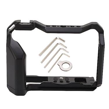 Imagem de Gaiola de câmera otimizada para Fujifilm XT5 com estabilizador de vídeo. Equipado com orifícios rosqueados de 1/4 e 3/8 para montagem rápida. Melhora a estabilidade e o desempenho da câmera. Sapatos