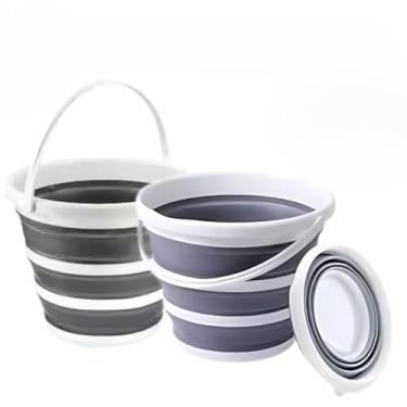 Imagem de Baldes Retráteis Silicone Dobrável Com Alça 10 Litros Multiuso Flexível Para Apartamento Casa (1)