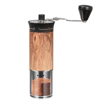 Imagem de BAILIQI Moedor de café manual, madeira marrom, material acrílico, manivela, 20 cm de altura, moagem de café (madeira preta)