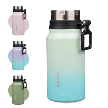 Imagem de BJPKPK Garrafa de água isolada de 680 g com alça de aço inoxidável livre de BPA, garrafa de água grande reutilizável, menta