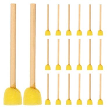 Imagem de Alipis Conjunto de 20 pincéis de esponjas redondas: pincéis de esponja redondos de 1,5 cm com cabo de madeira - ferramentas de pintura DIY para crianças, pintura acrílica, artesanato (amarelo)