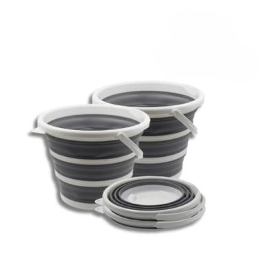 Imagem de Balde Retrátil 10 Litros Cinza Fácil de Guardar Alça e Gancho de Parede Dobrável (2)