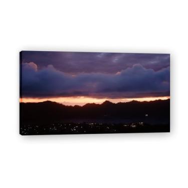 Imagem de Impressão em tela brilhante no meio, foto real, cidade, mar, neve, vale, rio, nascer do sol, nascer do sol, para decoração de casa 80 x 144 cm emoldurada