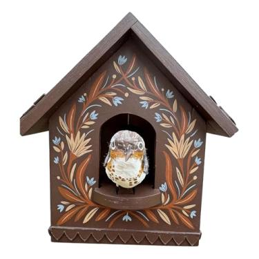 Imagem de Arte cinética caprichosa decoração de parede de casa de pássaro, casa de pássaro de bétula, arte de parede de jardim ao ar livre, decoração de pássaros para casa, dê vida às suas paredes com esta casa