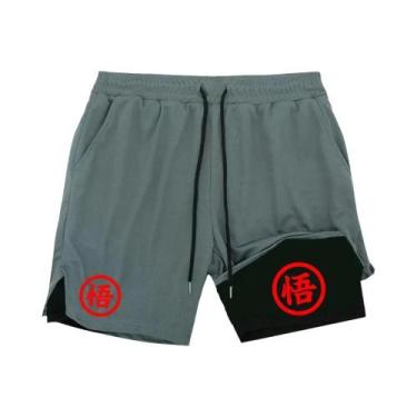 Imagem de Shorts De Treino Masculinos 2 Em 1 De Secagem Rápida Para Academia E C