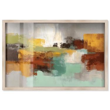 Imagem de Minimalista Tones I Shadowbox Print Arte de parede abstrata por Art Remedy, moldura loira, 16 x 11