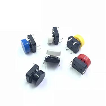 Imagem de 10 peças B3F 12 * 12 * 7,3 mm DIP-4PIN Interruptor de botão tátil + A37 Color Hat Tact Touch Micro Switch Cap (Cor: Azul, Tamanho: Interruptor e chapéu A37) (Cor: Preto, Tamanho: Interruptor e chapéu