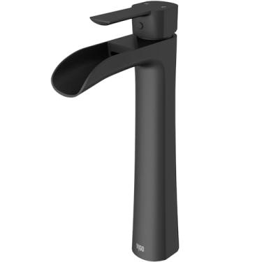 Imagem de VIGO Niko 10.5 inch H Single Hole Single Handle Bathroom Faucet in Matte Black - Vessel Sink Faucet VG03024MB