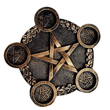 Imagem de NUOBESTY Suporte de vela estrela astrologia, pentáculo, placa de altar de resina, suporte de tealight, bandeja de bruxaria, suprimentos de altar para bruxaria, suprimentos de tarô Wiccan