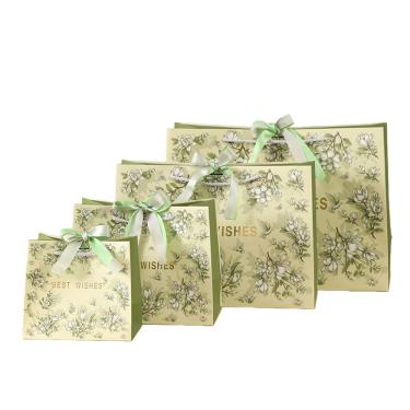 Imagem de Bolsa de presente, folha de ouro, papelão branco, estilo luxuoso, pacote com 4