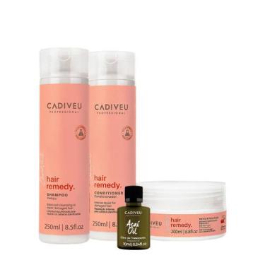 Imagem de Kit Cadiveu Essentials Hair Remedy Shampoo Condicionador Máscara e Aça