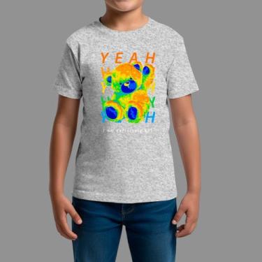 Imagem de Camisetas Infatil Algodão Casual Gola Redonda Yeah, Cinza, 10