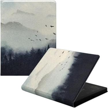 Imagem de GOVTVA Capa magnética para Bigme B6 Color/Bigme B6 capa de couro premium ultrafina leve com hibernar/despertar automático e fecho magnético (Misty Forest)