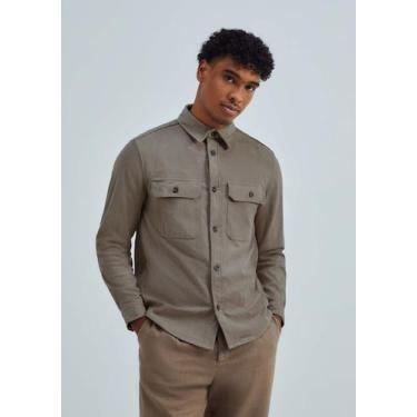 Imagem de Camisa Masculina Oversized Em Veludo Cotelê - Hering, XG, Cinza