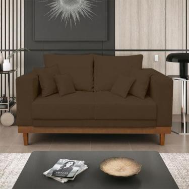 Imagem de Sofá Living 2 Lugares Suede Resistente Madeira + Almofadas - Balaqui D