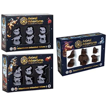 Imagem de STEAMFORGED Animal Adventures Pacote com 3 miniaturas de fantasia: Dungeons and Doggies Vol. 3, 2 e 1